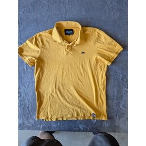 Aeropostale Mens Mustard Yellow A87 Logo Short Sleeve Polo Shirt Large